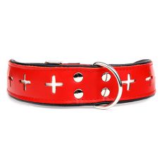 Zgardă pentru câine Switzerland, roșie-neagră 4 cm x 34 - 41 cm