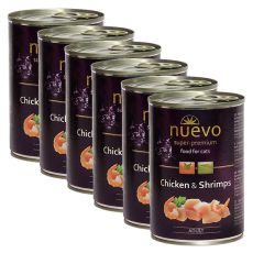 Conservă NUEVO CAT Adult Chicken & Shrimps 6 x 400 g