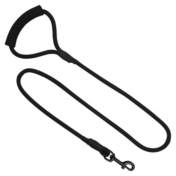 Lesă rotundă din nylon pentru câini, neagră, L - 120 cm