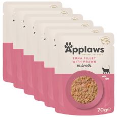 Pliculeț APPLAWS Cat,  ton și creveți 6 x 70g
