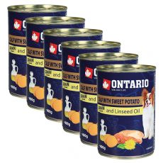 Conservă ONTARIO cu carne de vițel  cartofi dulci și ulei de in - 6 x 400g 