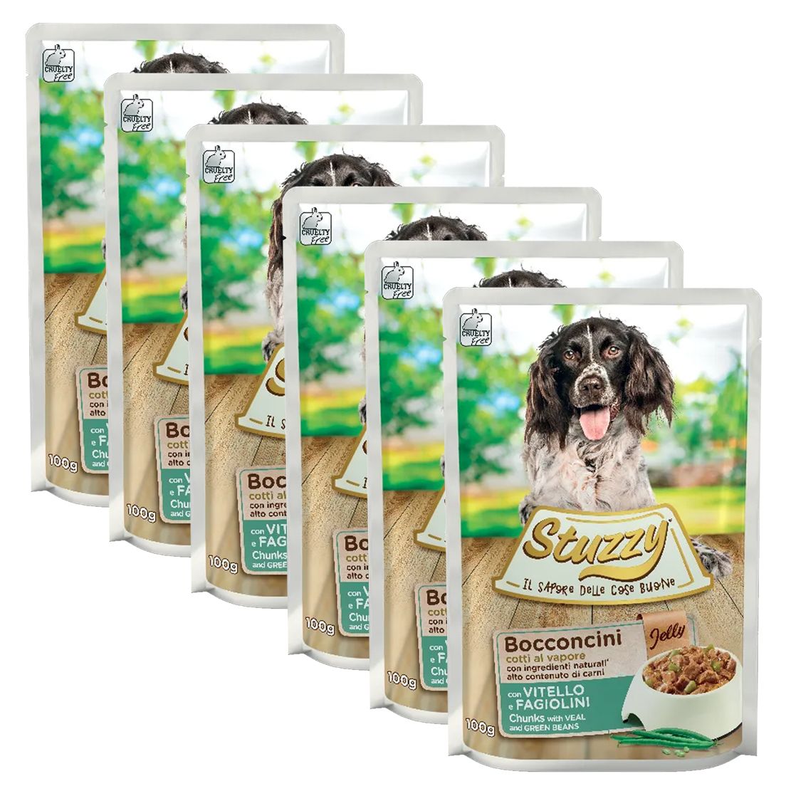 Stuzzy Dog - carne de vită și fasole verde în gelatină, 6 x 100 g
