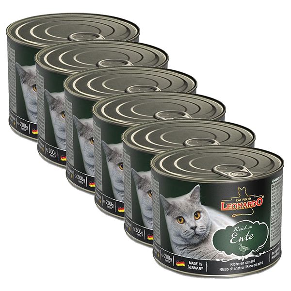 Conserva pentru pisici Leonardo, rață 6 x 200 g