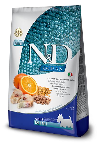Farmina N&D dog OCEAN Adult Mini Codfish & Orange 800 g
