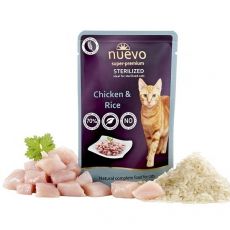 Pliculeț NUEVO CAT Sterilised pui & orez 85 g
