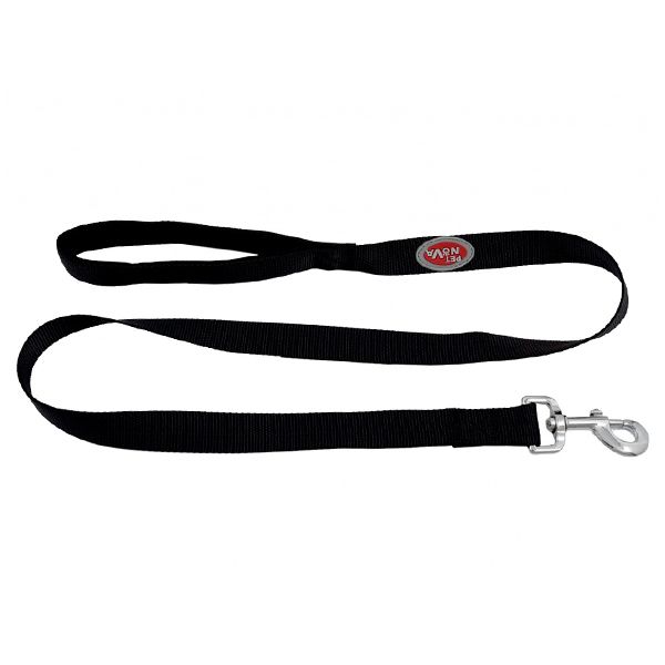 Lesă neagră cu mâner din neopren 1,2 m / 25 mm