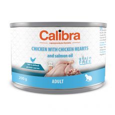 Calibra Cat Adult GF –pui și inimi de pui cu ulei de somon, conservă 200g