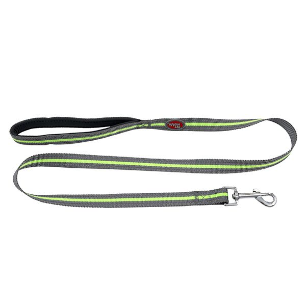 Lesă reflectorizantă gri cu mâner din neopren 1,2 m / 20 mm