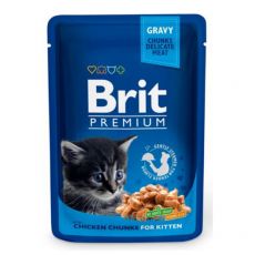 Pliculeț BRIT Premium Kitten Chicken Chunks 100 g