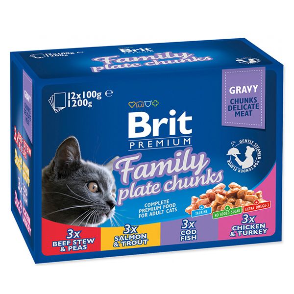 Pliculeț BRIT Premium Cat Family Plate 12 x 100 g