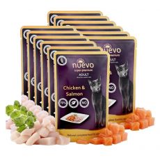 Pliculeț NUEVO CAT Adult pui & somon 12 x 85 g