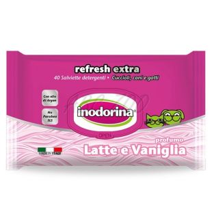 Inodorina şerveţele umede cu vitamine Lapte şi Van&iacute;lie 40 buc