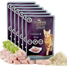 Pliculeț NUEVO CAT Sterilised pui & orez 6 x 85 g