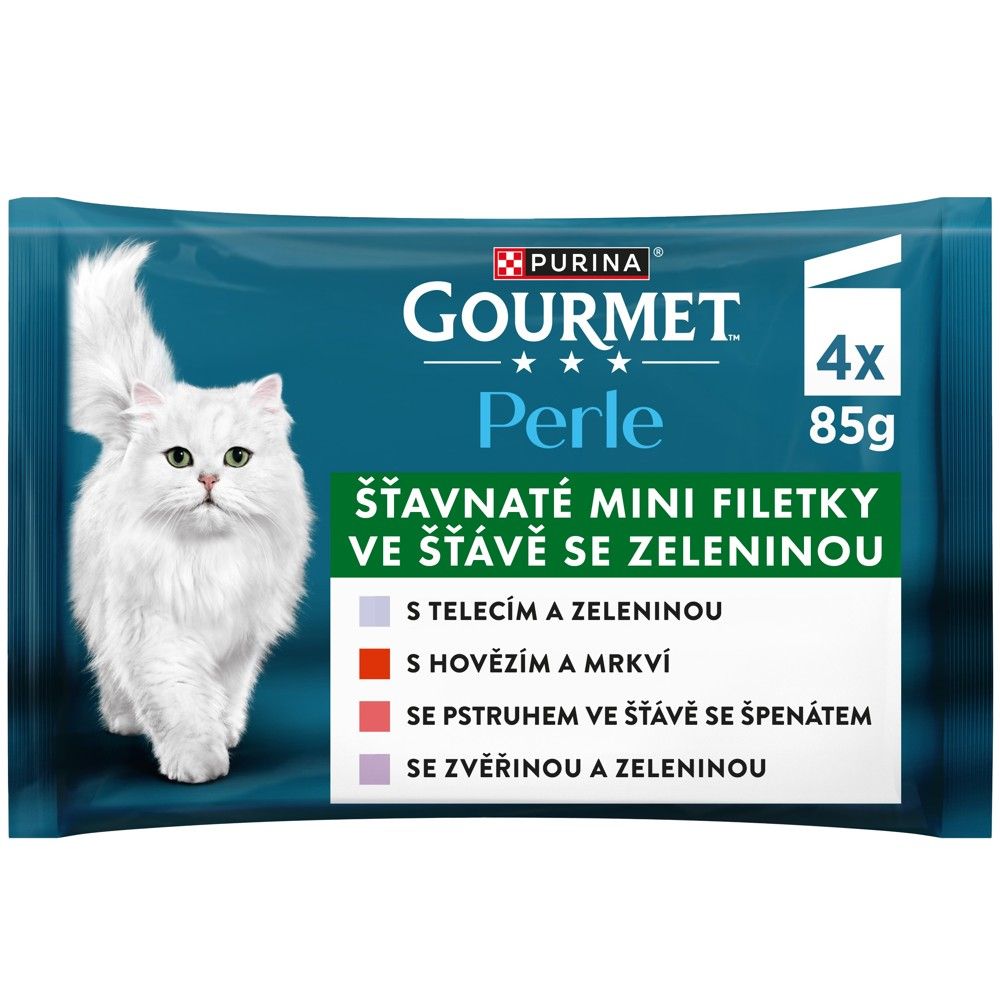 Gourmet Perle hrană la plic pentru pisici, felii mini cu legume în sos 4 x 85 g