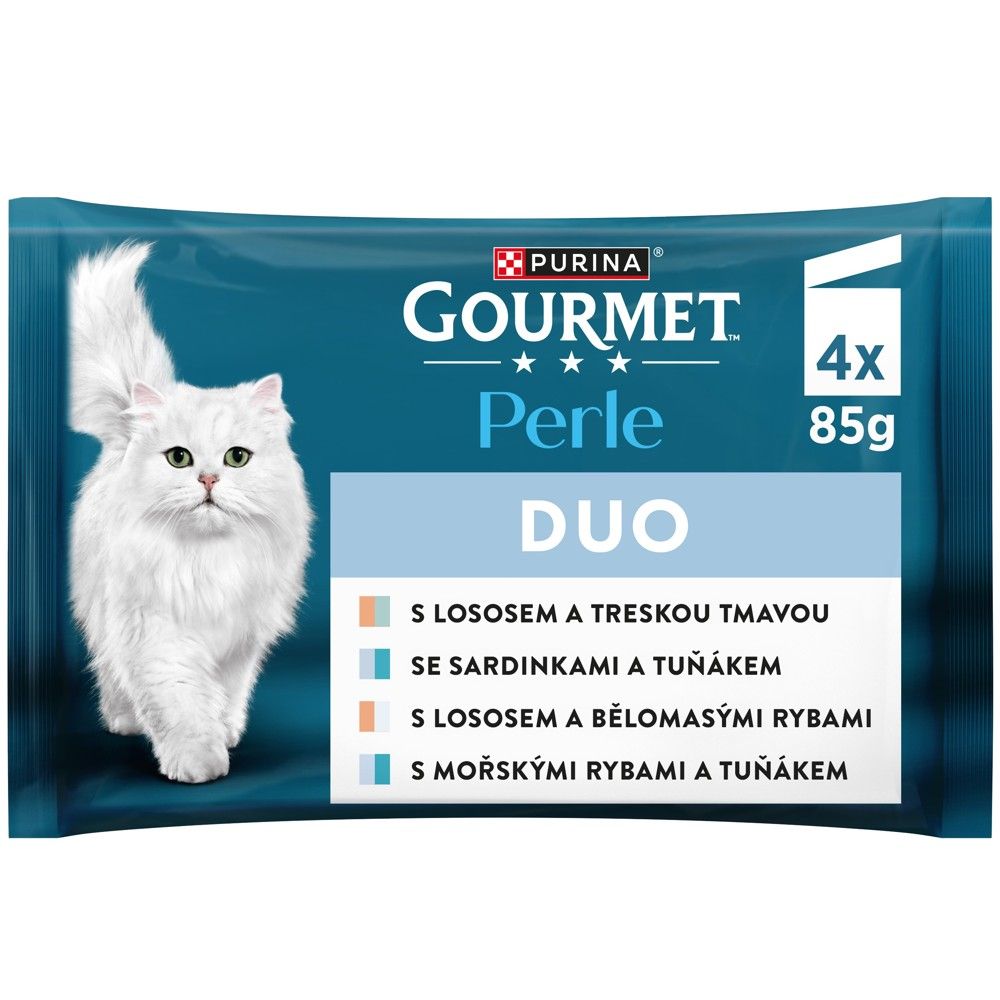 Gourmet Perle Duo hrană la plic pentru pisici, amestec de peşte 4 x 85 g
