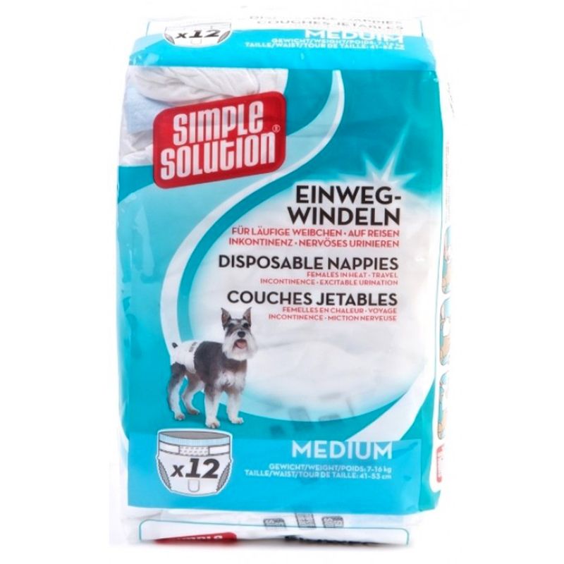 Scutece pentru câini Simple Solution M, 12 buc.