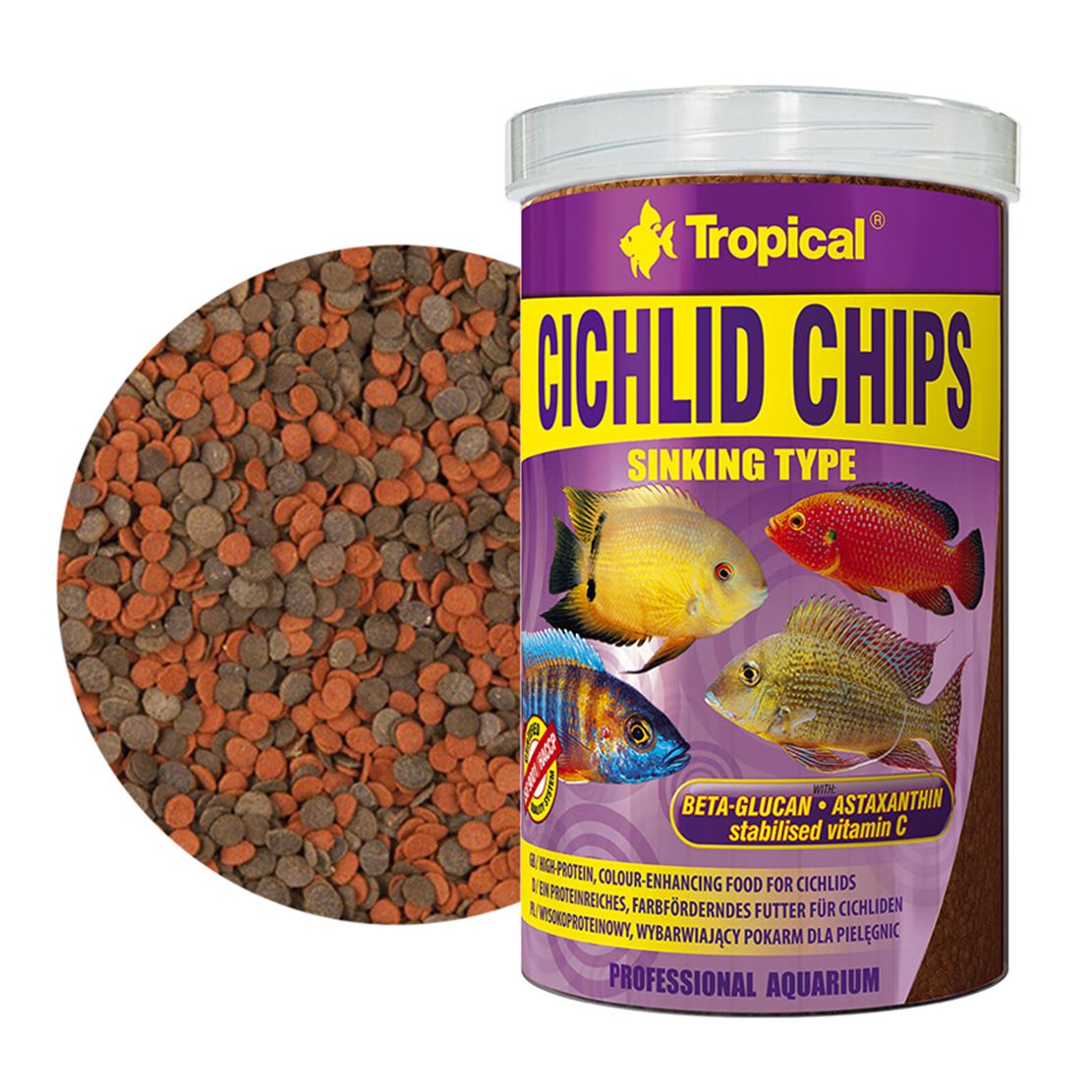 Chipsuri pentru ciclide TROPICAL 1000 ml/520 g