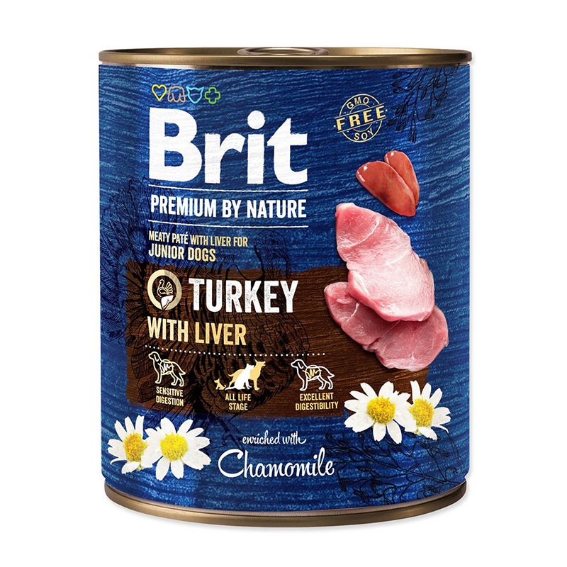 Conservă Brit premium by Nature Junior Turkey & Liver 800 g