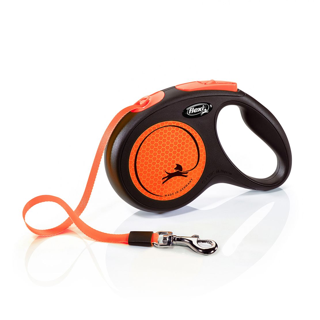 Flexi NEON lesă M până la 25kg, 5m curea - portocaliu