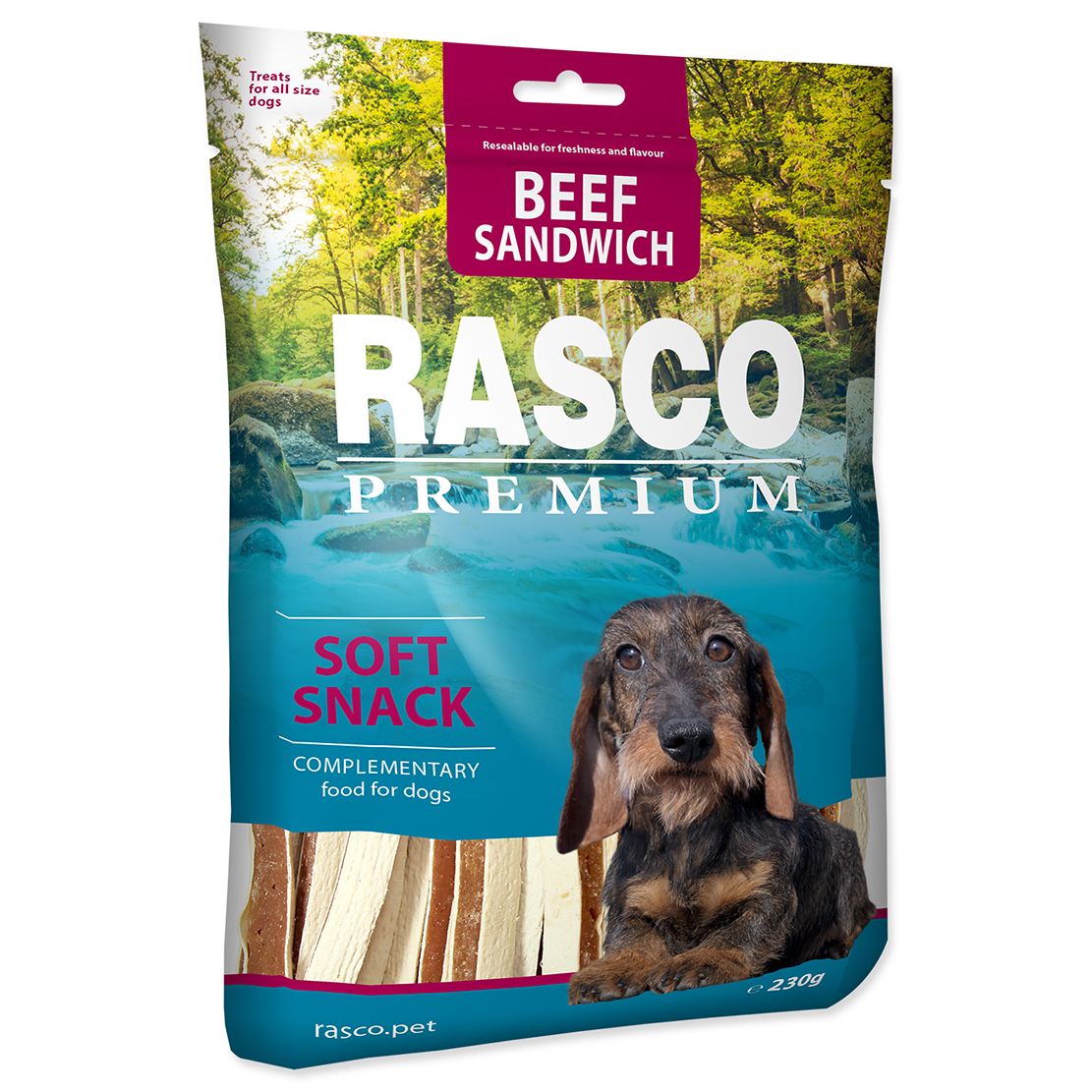 Rasco Premium Gustare moale tip sandvici cu vită 230 g