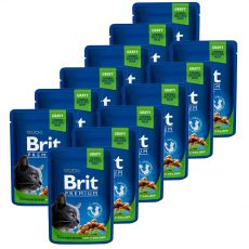 Pliculeț BRIT Premium Cat Chicken Slices for Sterilised 12 x 100 g