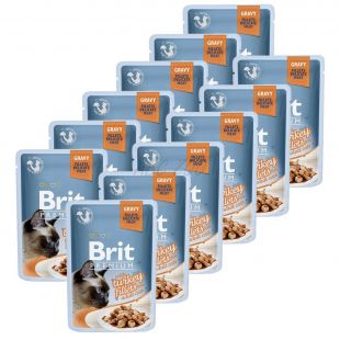 Pliculeț BRIT Premium Cat Delicate Fillets in Gravy with Turkey 12 x 85 g