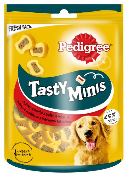 Pedigree Tasty Minis Felii de vită și păsări de curte 155 g