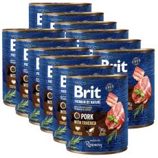 Brit premium by Nature Conservă de porc & trahee 12 x 800 g