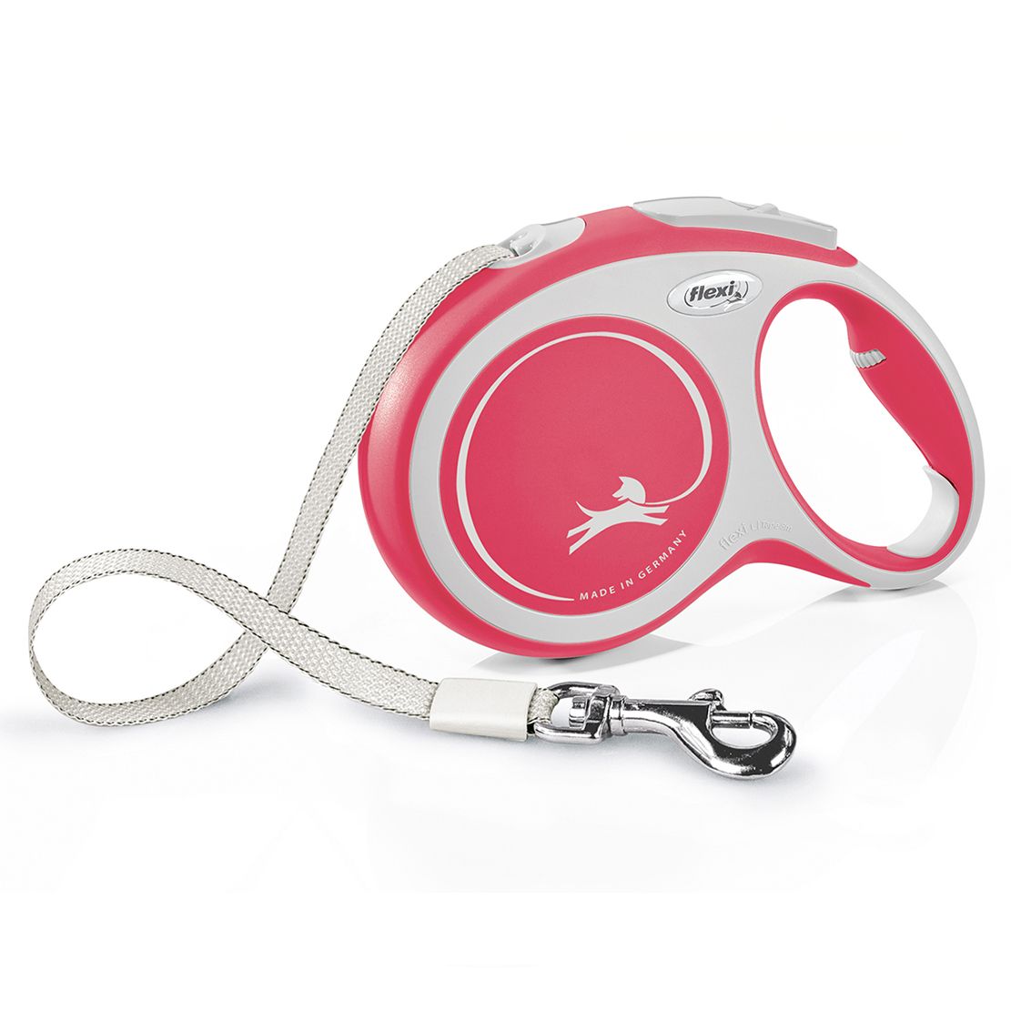 Flexi NEW COMFORT lesă L până la 50kg, 8m curea – roșie