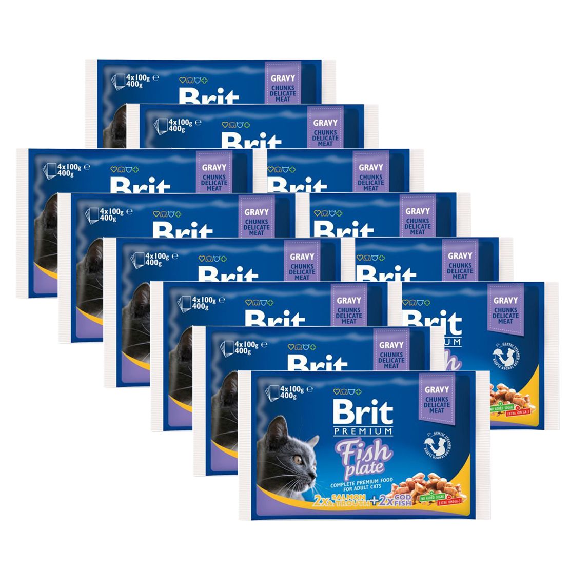Pliculeț BRIT Premium Cat Fish Plate 12 x (4 x 100 g)