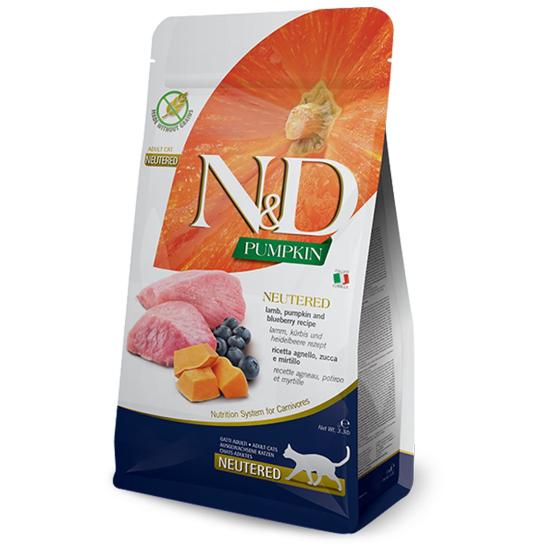 Farmina N&D cat PUMPKIN adult, neutered lamb, pumpkin & blueberry 1,5 kg