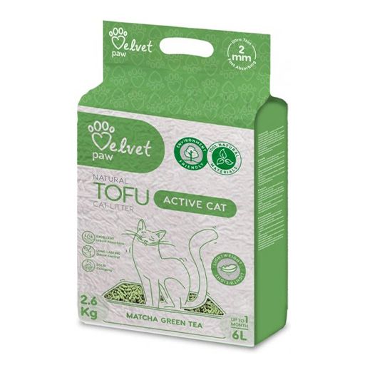 Litieră pentru pisici Velvet Paw Tofu cu extract din ceai verde 6 l