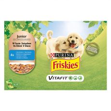 FRISKIES Junior VitaFit pliculeț pentru cățeluși, cu pui și morcov în sos 4 x 100 g
