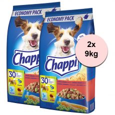 Hrană uscată Chappi cu vită, pui și legume pentru câini adulți de 2 x 9 kg