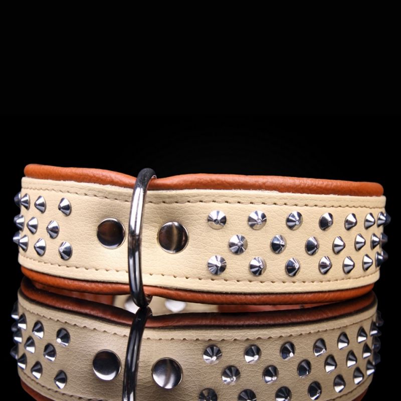 Zgardă maro-bej cu capse 40 mm, 45 cm