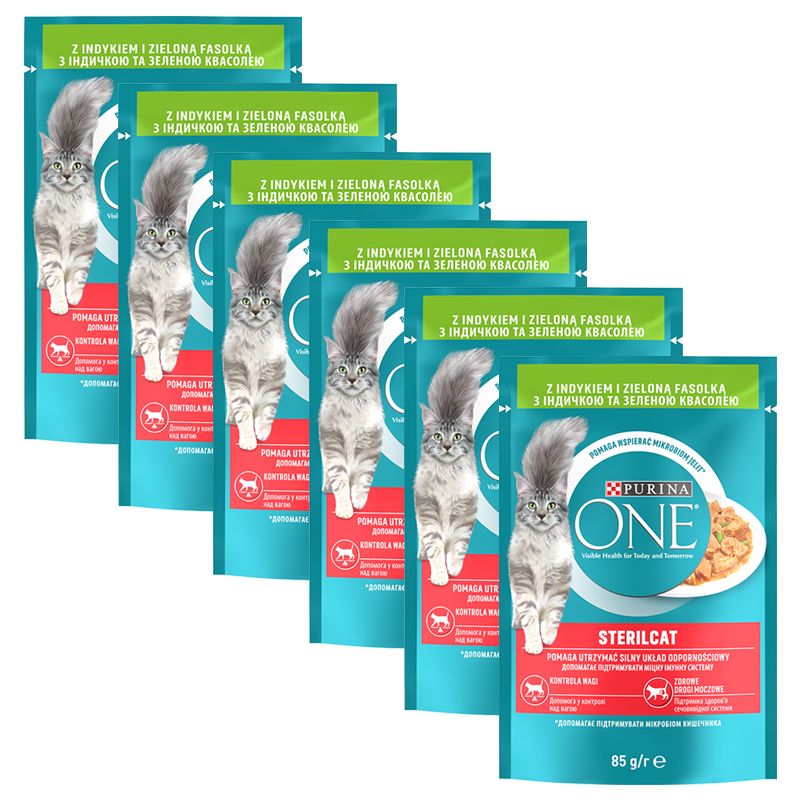 PURINA ONE STERILCATS filete mini cu curcan și fasole în suc 6 x 85 g