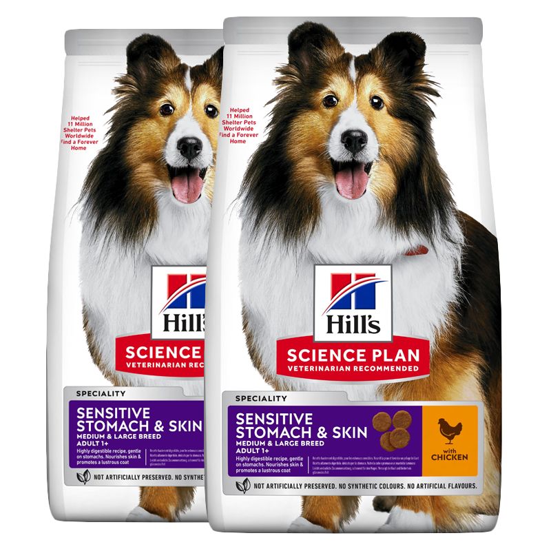 Hill's Science Plan Canine Adult Sensitive Stomach & Skin Medium Chicken 2 x 14kg