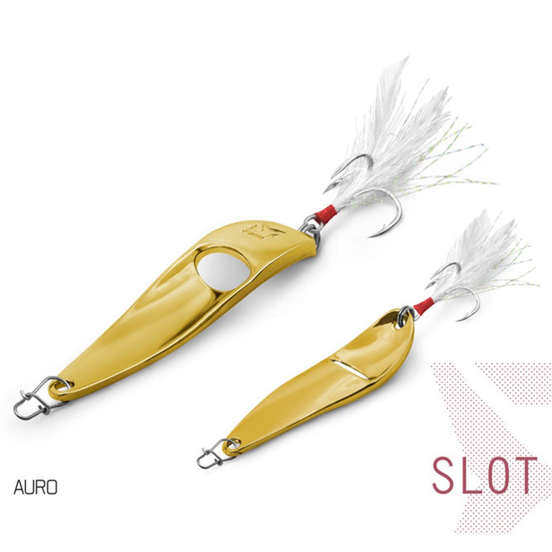 Lingura oscilantă Delphin SLOT - AURO 15g size 4/0
