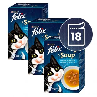 FELIX Soup Selecție delicioasă cu cod, cu ton, cu cambulă 18 x 48 g