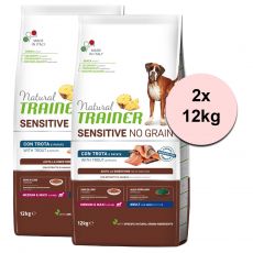 Trainer Natural Sensitive NO GRAIN M/M Adult Trout 2 x 12 kg