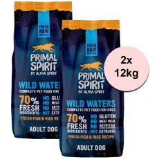 Primal Spirit Dog 70% Wild Waters – pește de mare 2 x 12kg