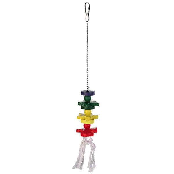 Jucarie pentru păsări- lanţ cu stele şi funie, 45 cm
