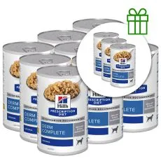 Hill's Prescription Diet Canine Derm Complete Can 370 g, 9+3 GRATUIT
