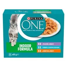 PURINA ONE INDOOR cu vițel, ton și pui &icirc;n sos 12 x 85 g