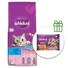 WHISKAS cu ton 14 kg + Tasty mix 4x85 g GRATUIT