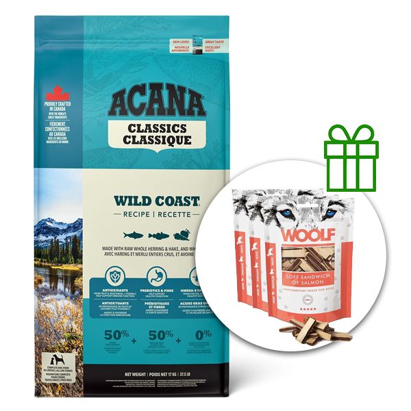 ACANA Classics Wild Coast Recipe 14,5 kg + 3x recompense GRATUIT