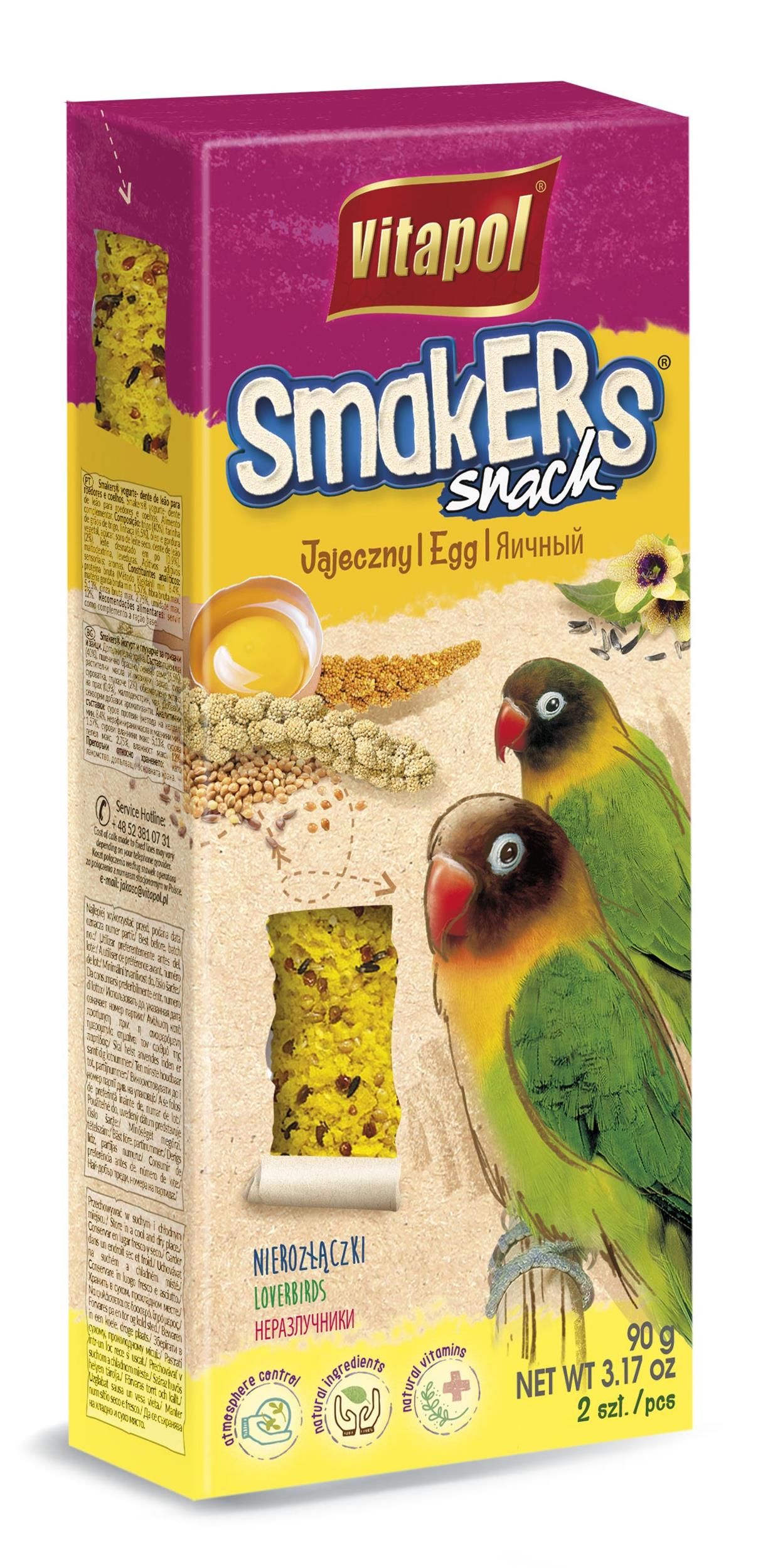 Vitapol Smakers batoane pentru papagali amorezi - ou, 2 bucăţi