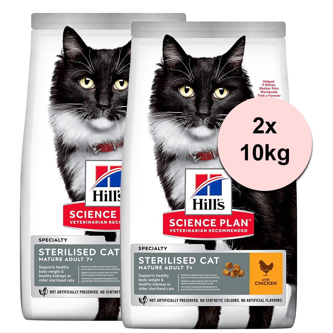 Hill's Science Plan Feline Mature Adult 7+ Sterilised Cat Chicken 2 x 10kg