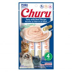 Inaba Churu Piure de ton pentru pisici cu aromă de vită 4 x 14 g