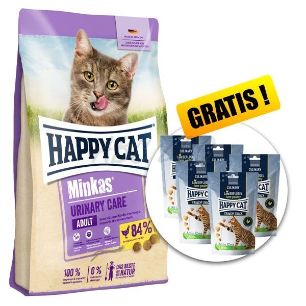 Happy Cat Minkas Urinary Care 10 kg + 8x Crunchy Snack GRATUIT